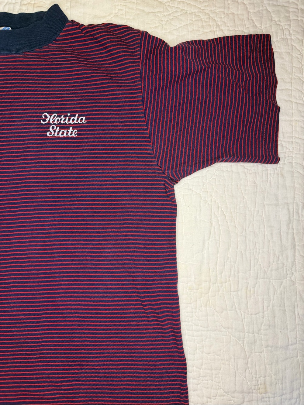 VTG 70s Champion Florida State Single Stitch Blue Bar Striped T Shirt USA MED - Picture 5 of 12